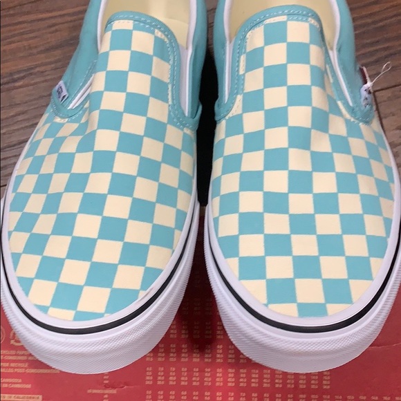 VANS CLASSIC SLIP-ON CHECKERBOARD Aqua Haze/ men’s - Picture 7 of 16